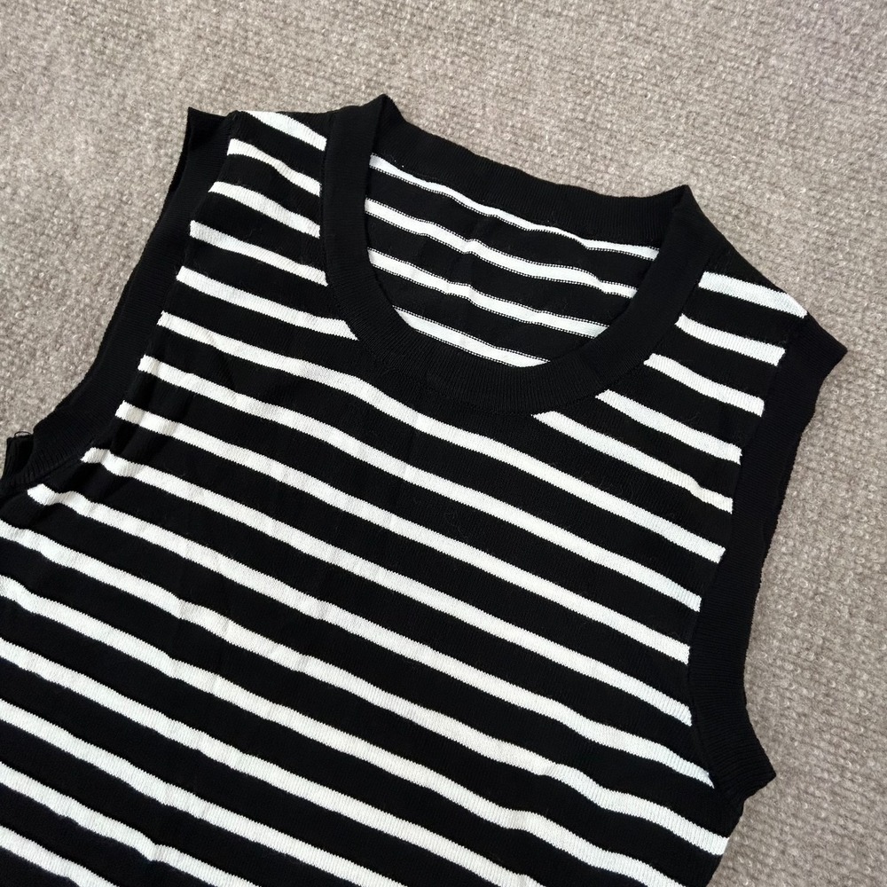 Commense Classy Stripe Crop Tank Top Womens Medium Multicolor Stretch Slim Fit